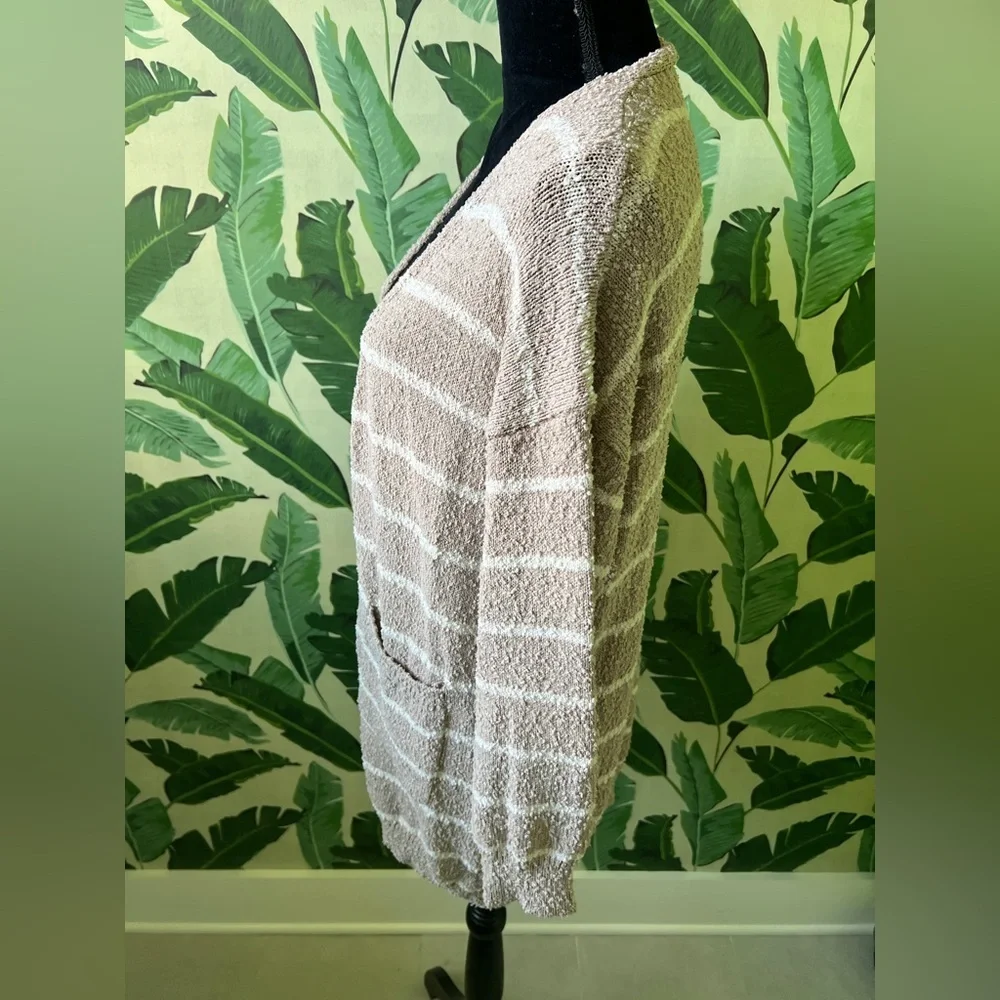 Debut Womens Brown‎ Cream Striped Cardigan Sweater Long Length Medium